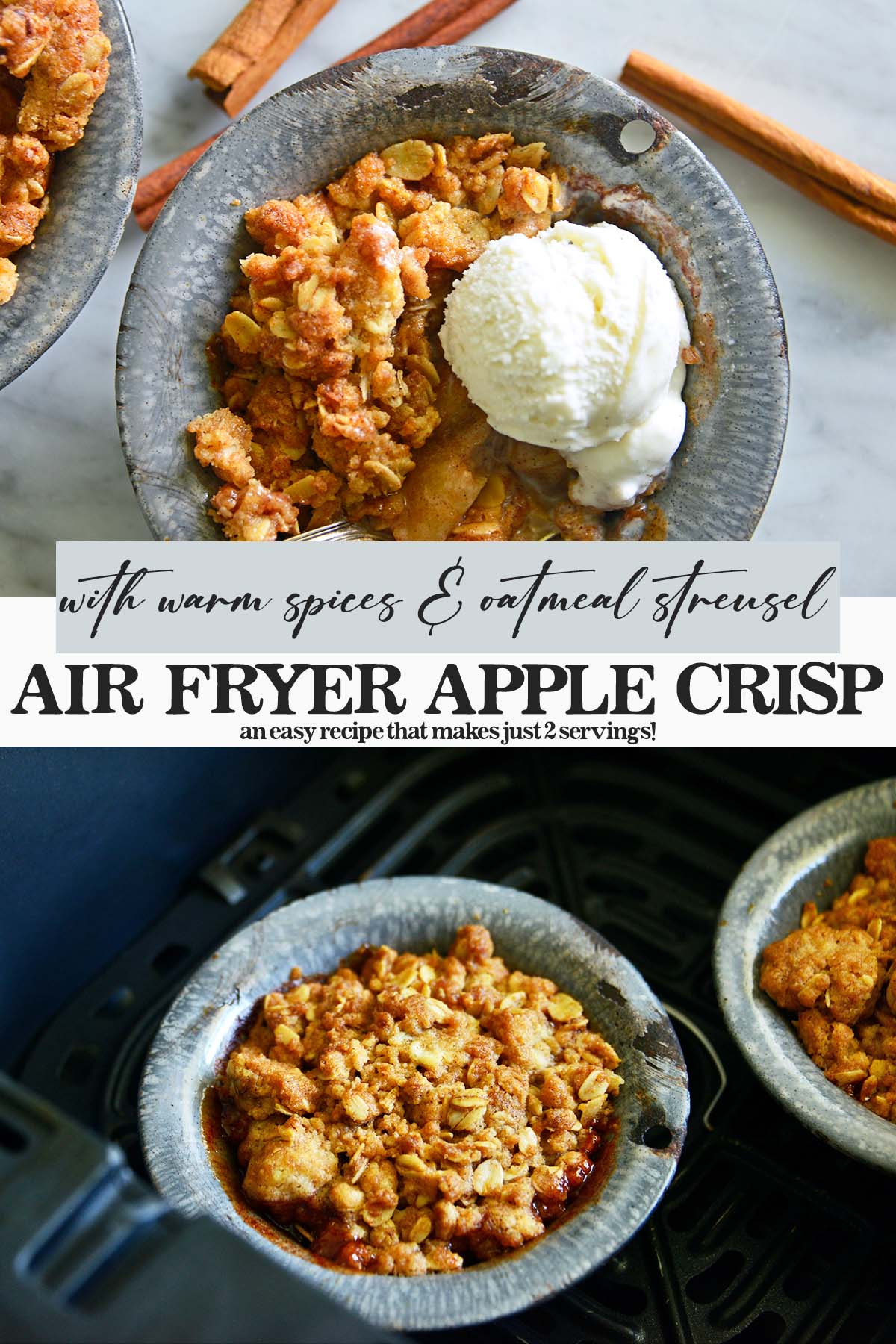 air fryer apple crisp recipe pin