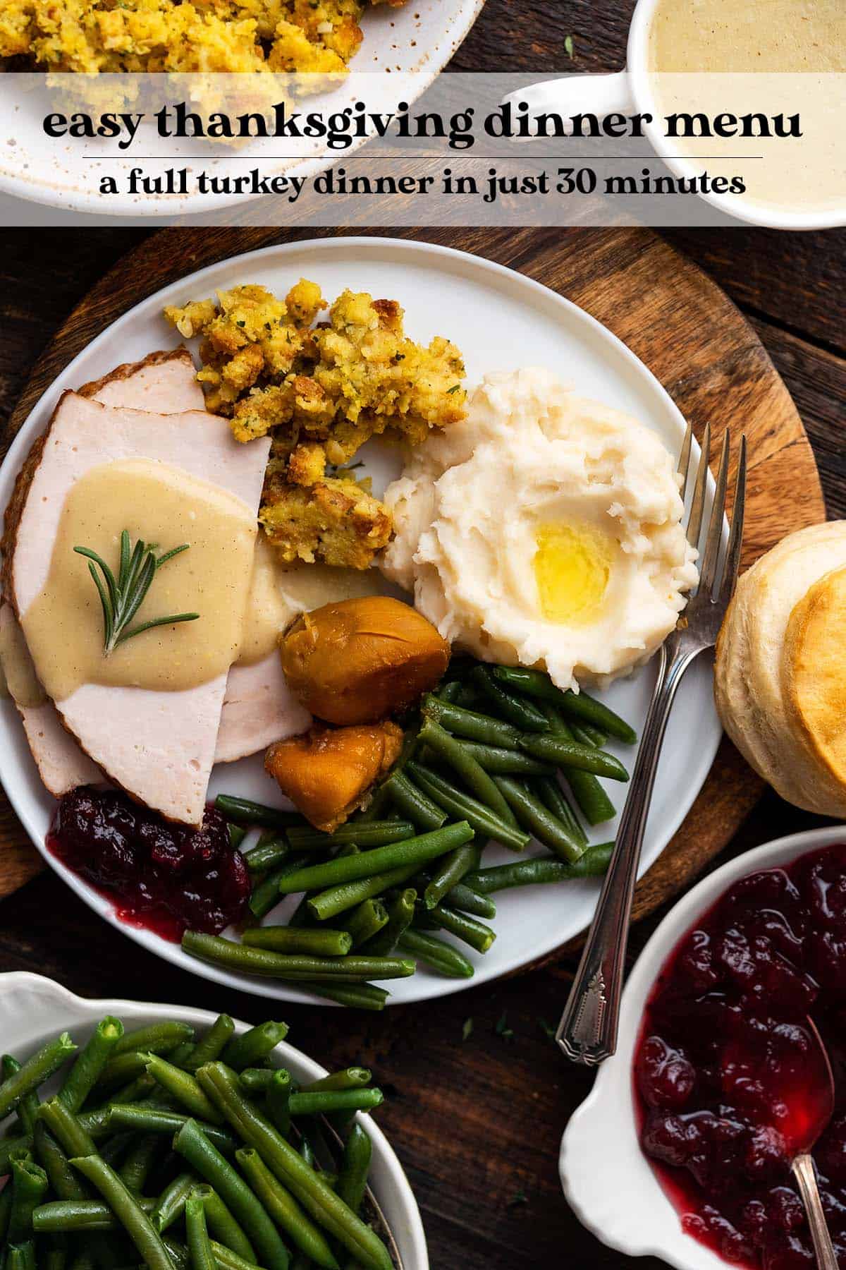 easy thanksgiving dinner menu graphic