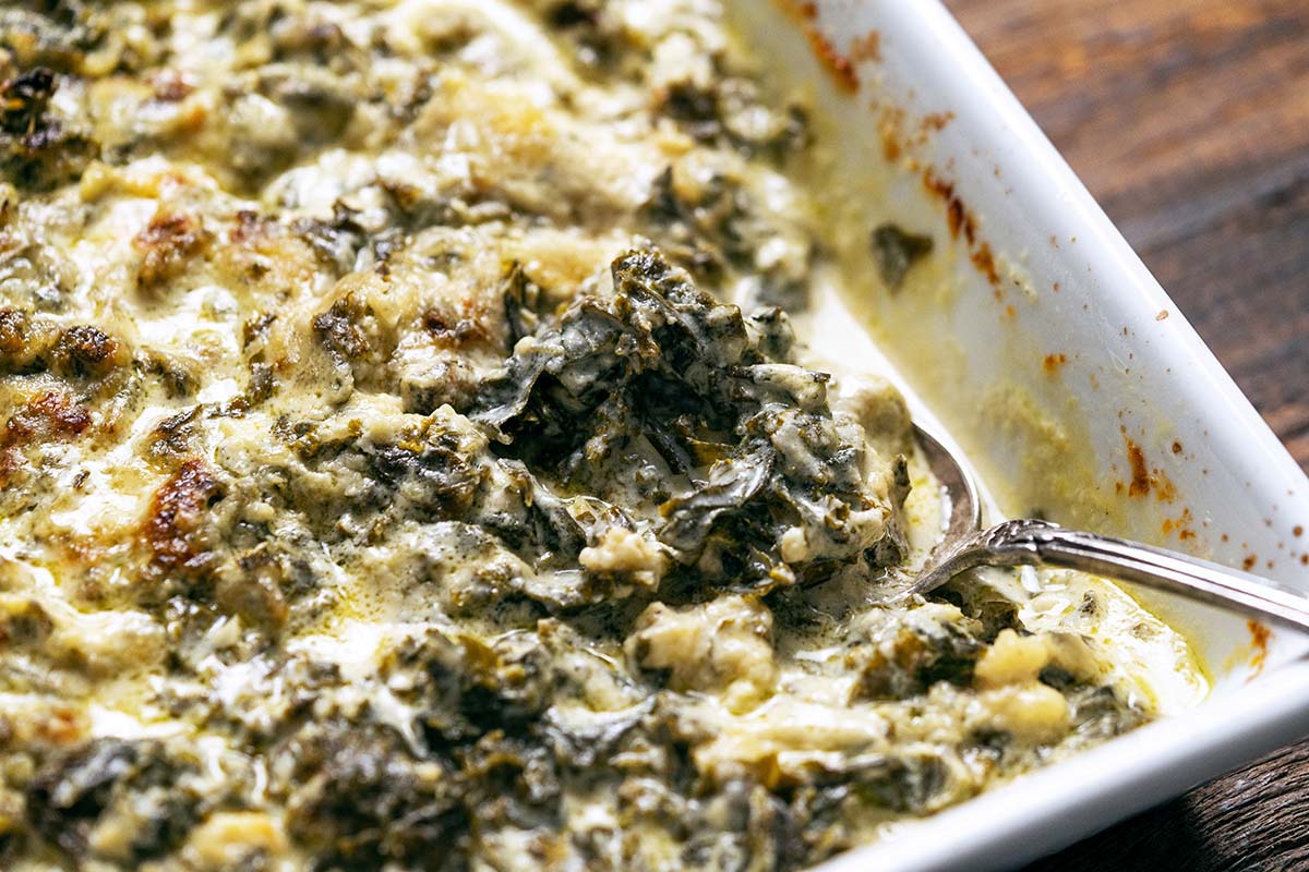 healthy kale gratin casserole