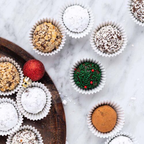 chocolate rum balls recipe featured image