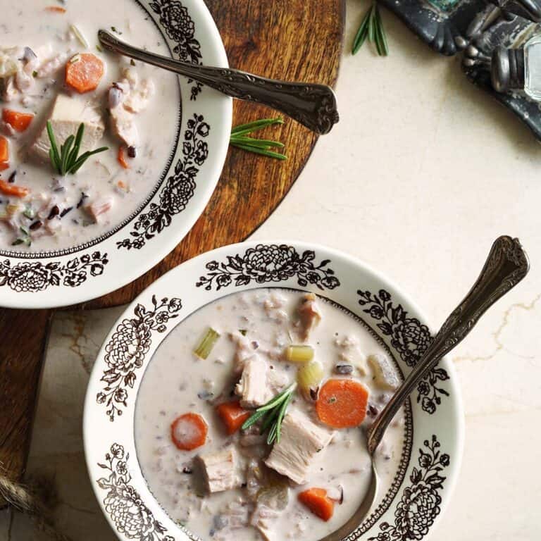 creamy turkey wild rice soup featured image