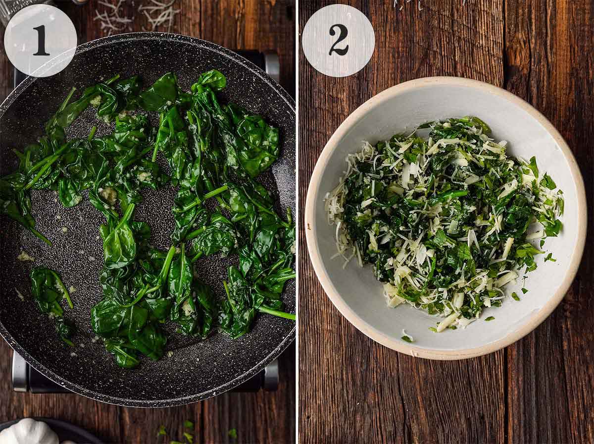 how to make spinach and cheese filling for Italian braciole