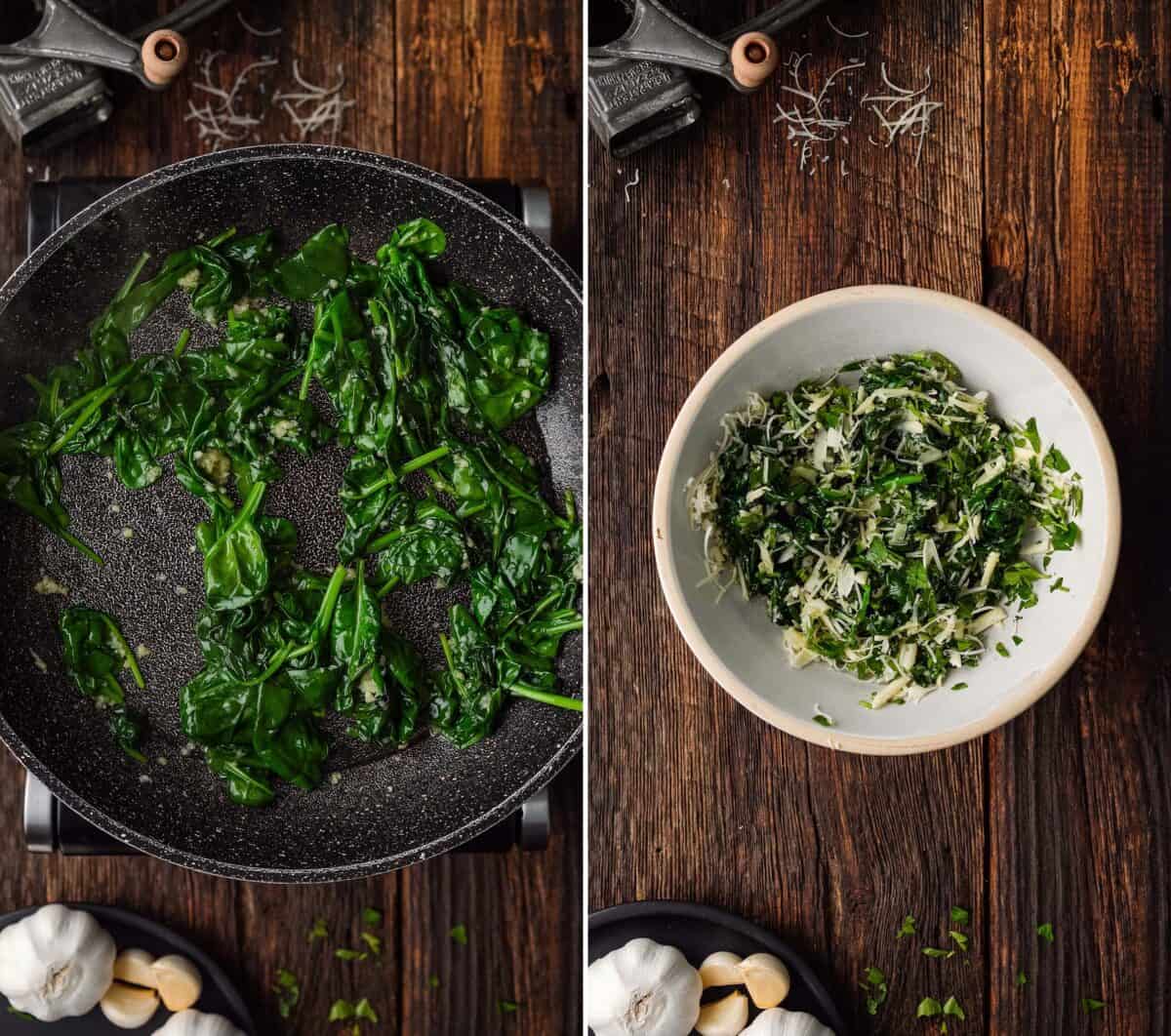 how to make spinach filling for braciole
