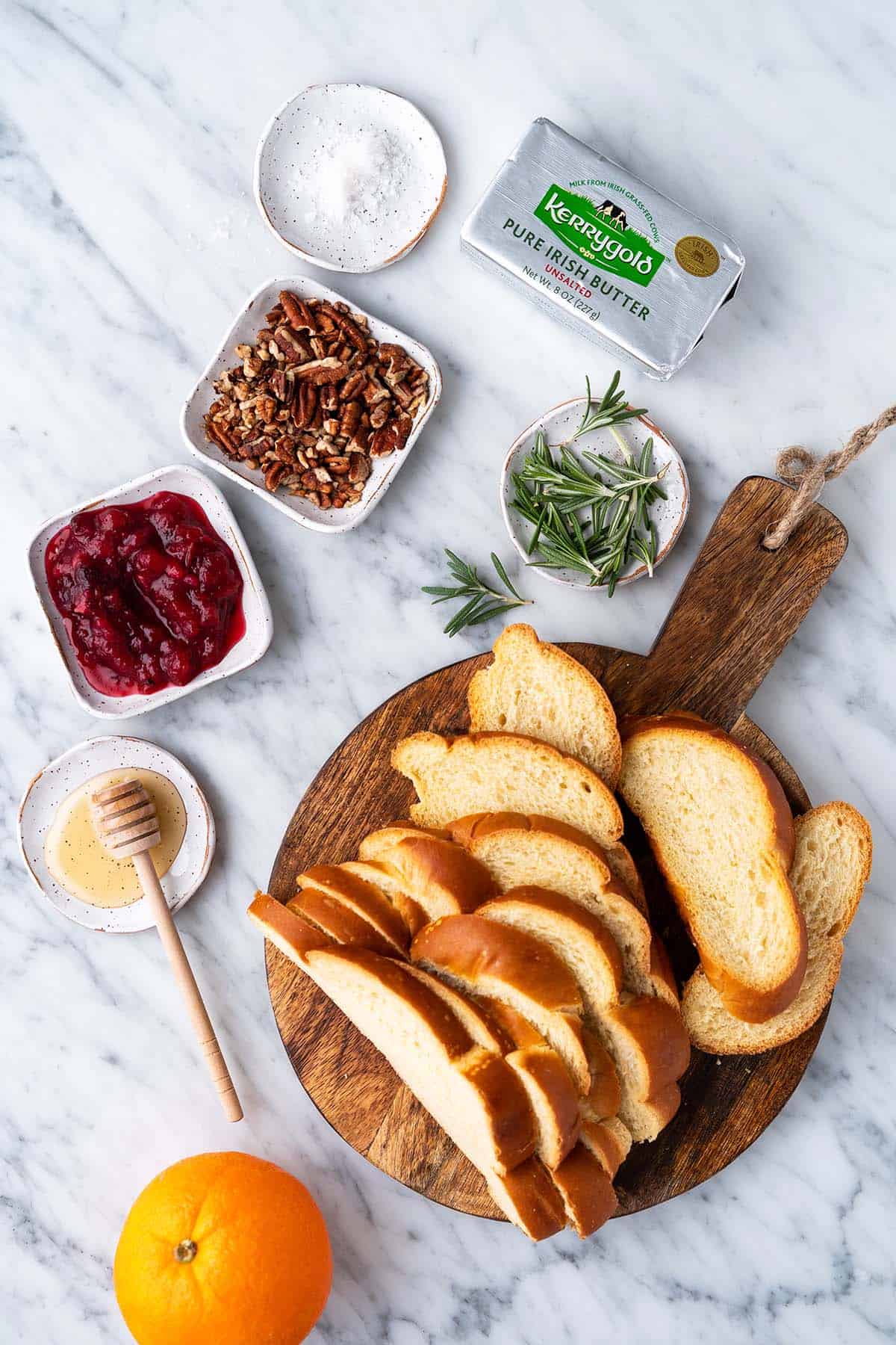 ingredients for holiday butter board