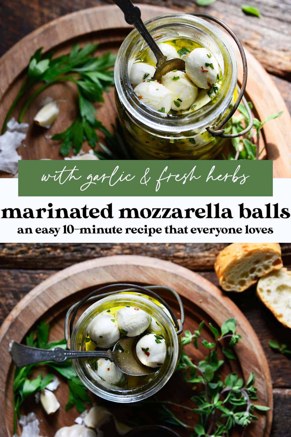 marinated mozzarella balls recipe pin