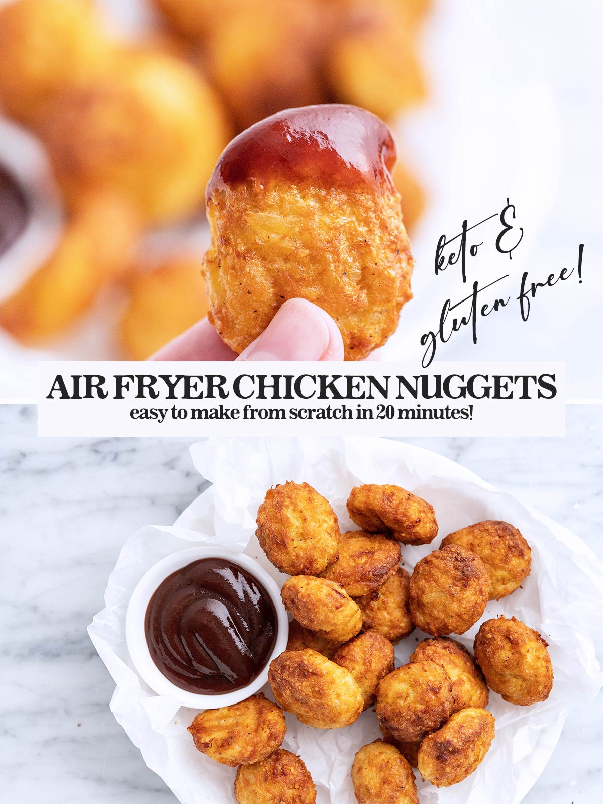 easy air fryer chicken nuggets recipe pin