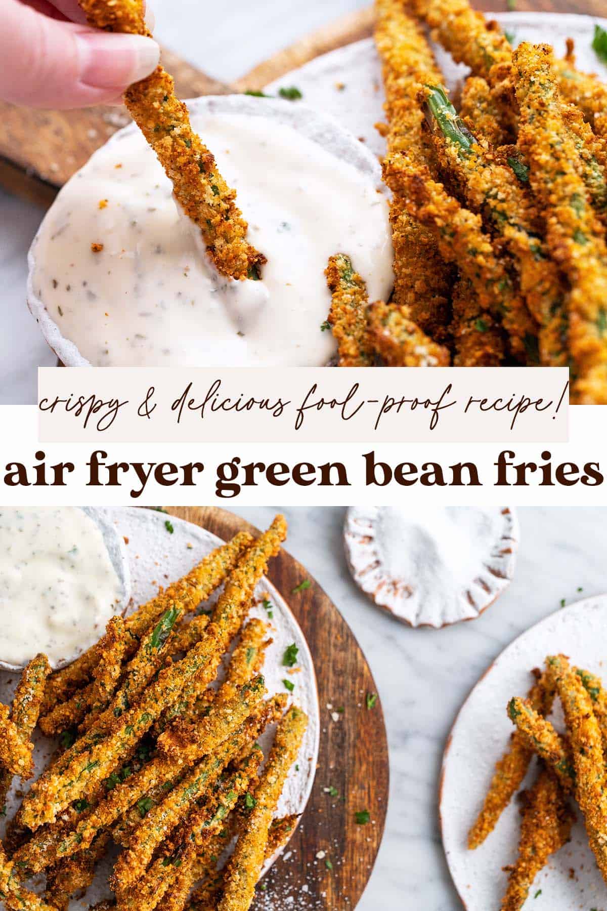 air fryer green bean fries recipe pin