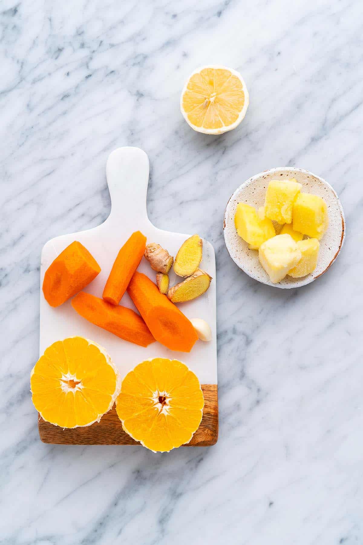 chopped ingredients for wellness shots