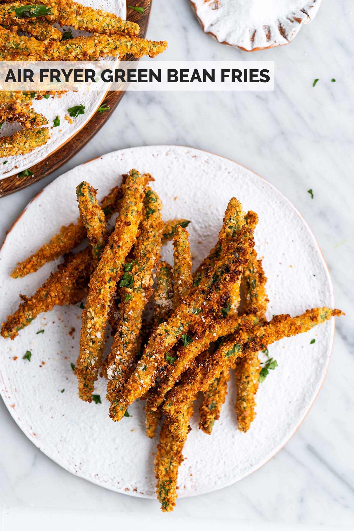 crispy air fryer green bean fries recipe pin