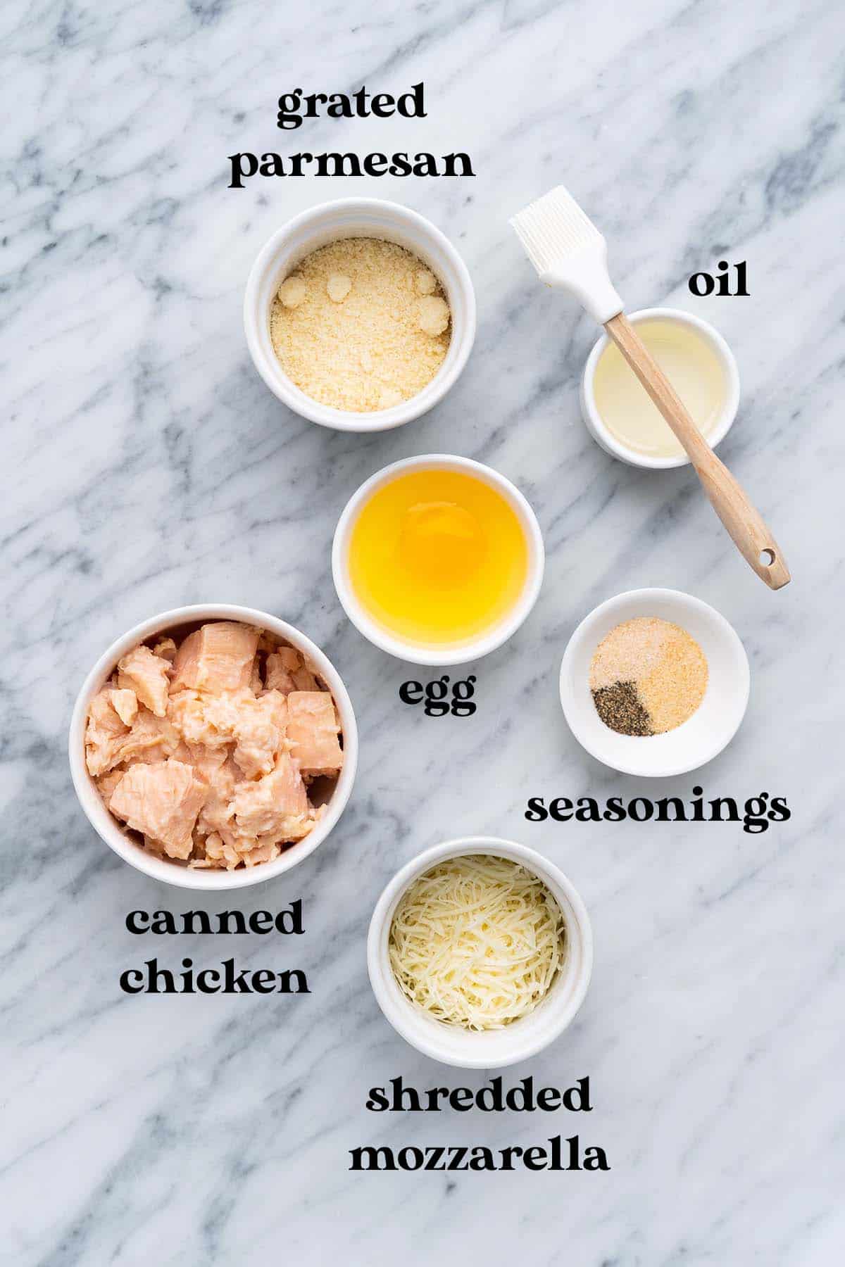 ingredients in keto air fryer chicken nuggets with titles