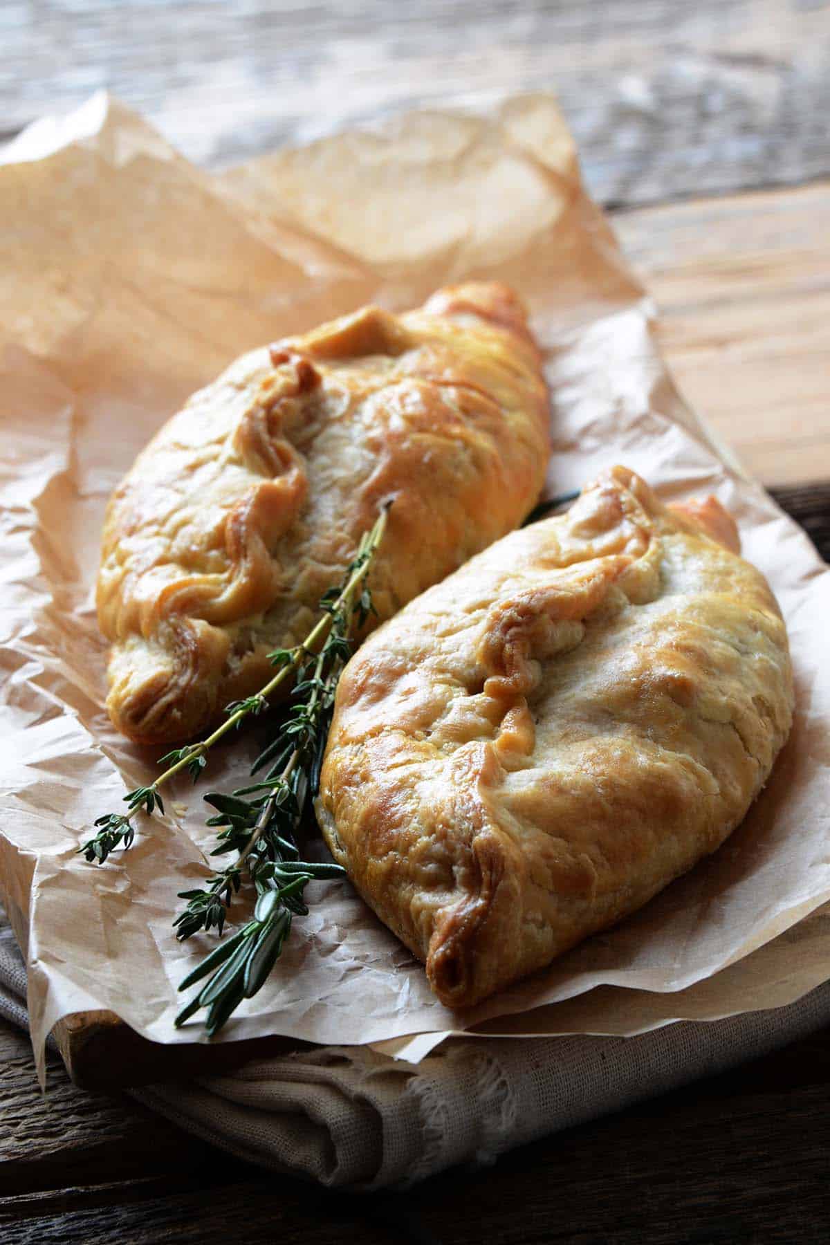 beef pasties with golden crust