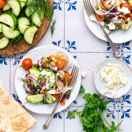greek mediterranean bean salad recipe featured image