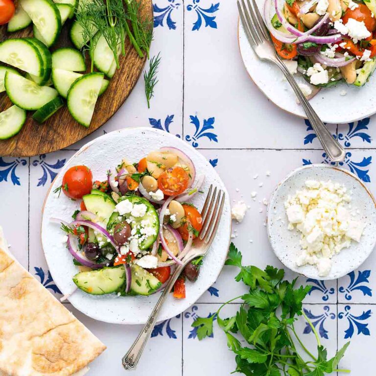 greek mediterranean bean salad recipe featured image