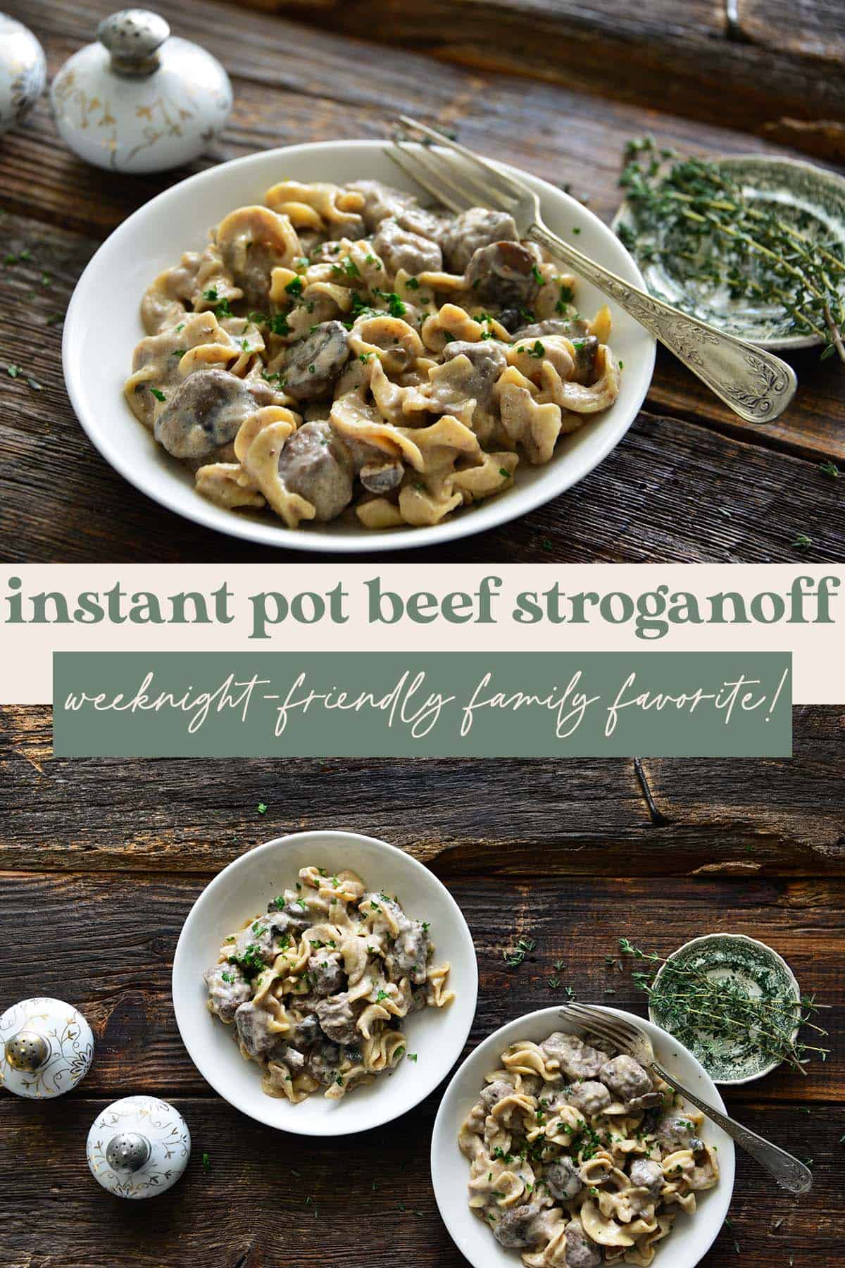 instant pot beef stroganoff recipe pin