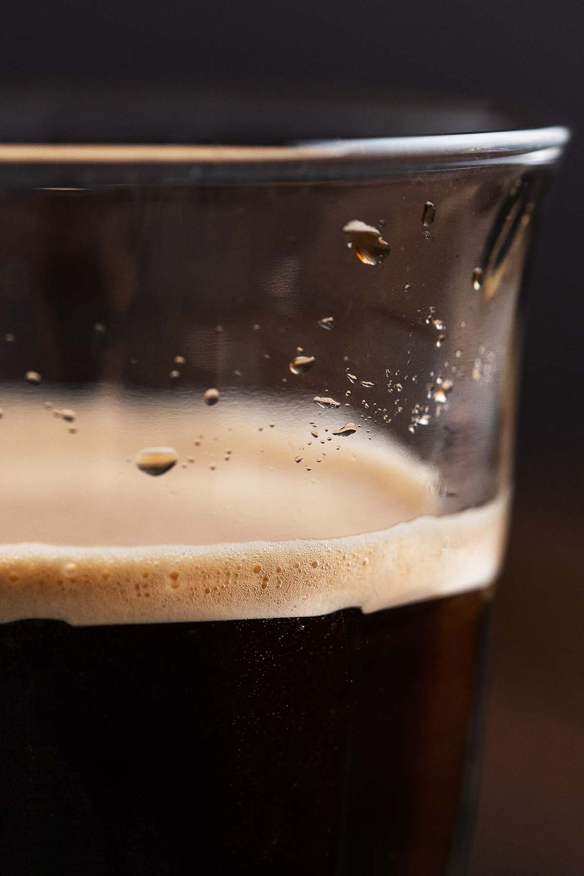 close up of velvety smooth microbubbles on nitro cold brew coffee