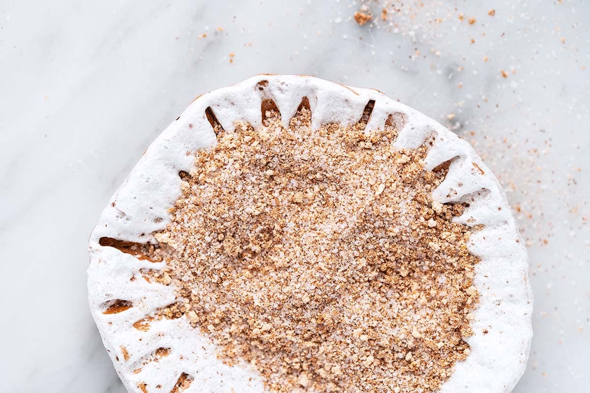 close up top view of cinnamon coffee sprinkles