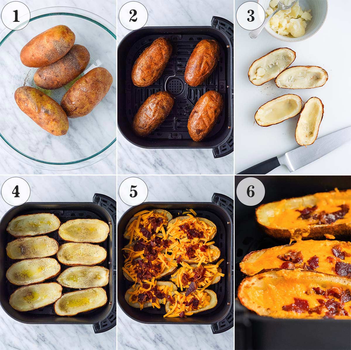 how to make loaded baked potato skins in the air fryer