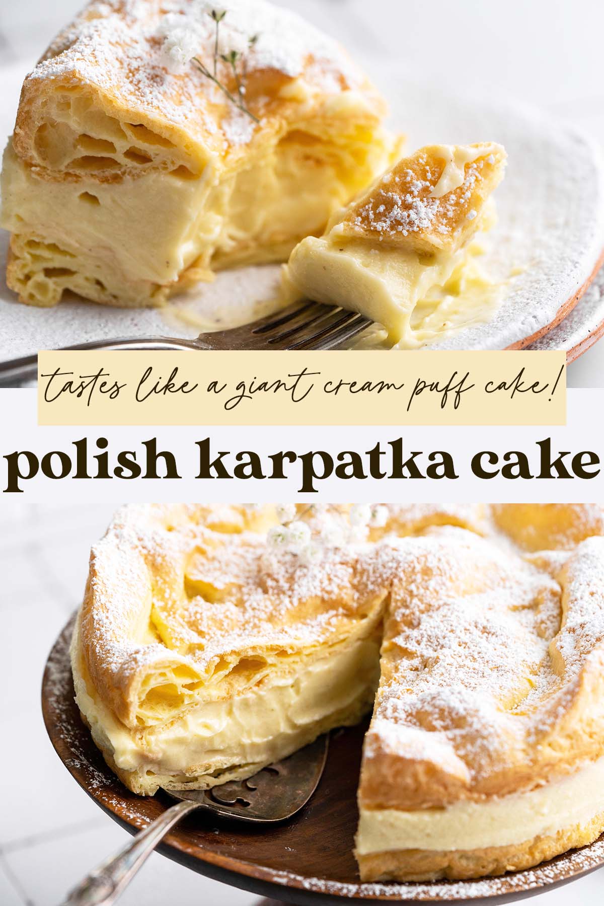 classic polish karpatka cake recipe pin