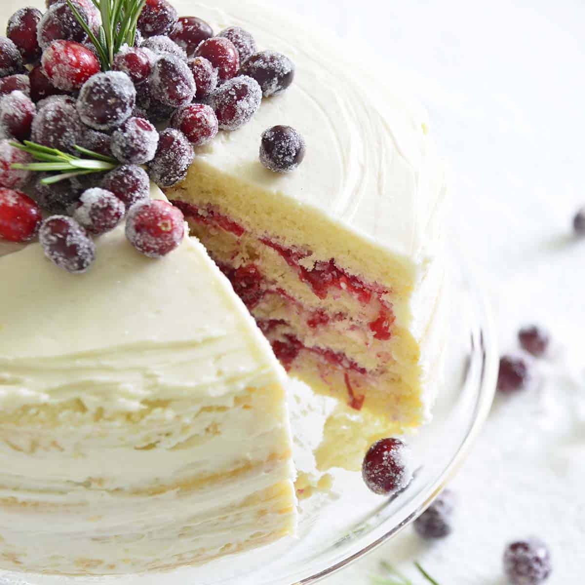 cranberry cake recipe featured image