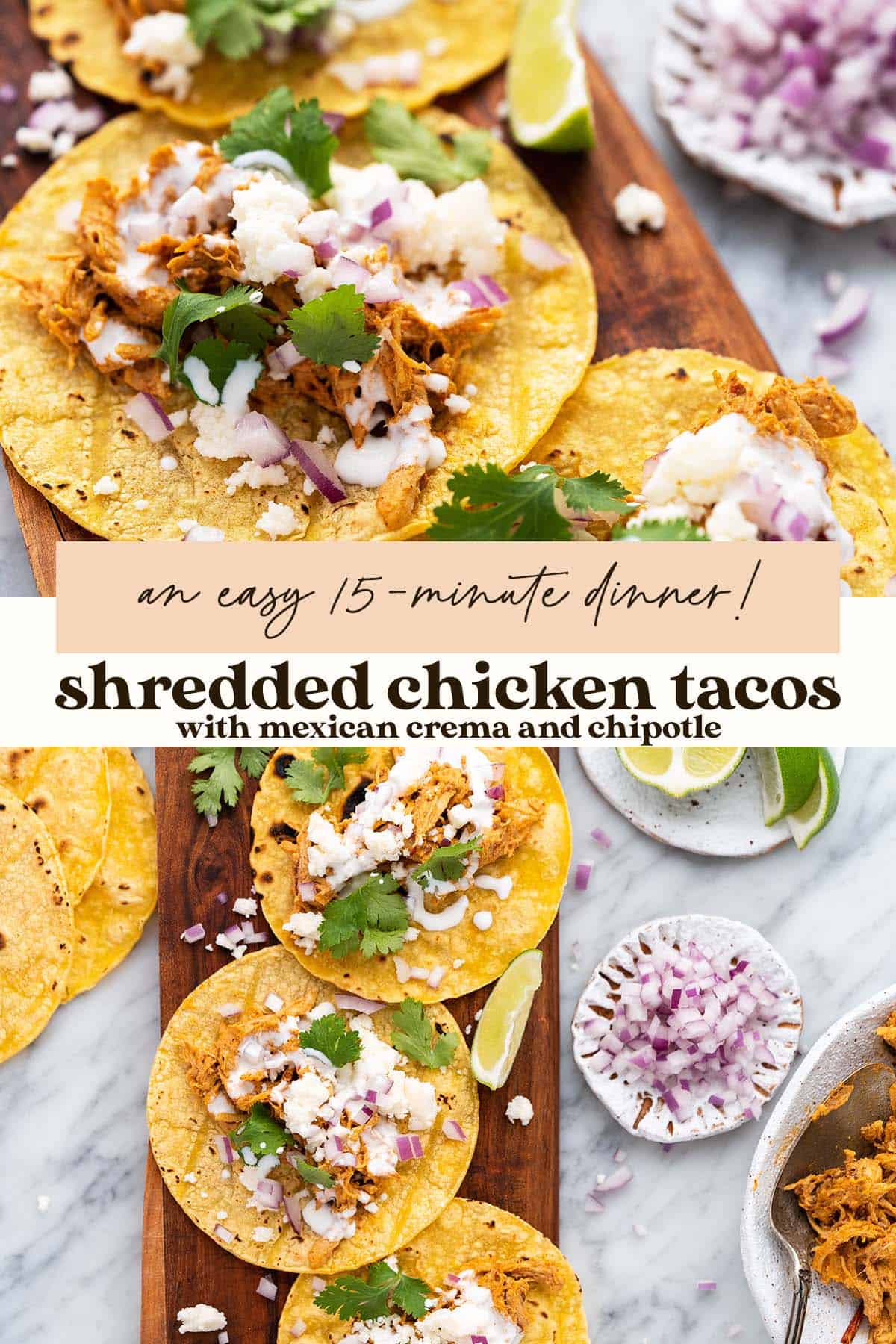 shredded chicken tacos recipe pin