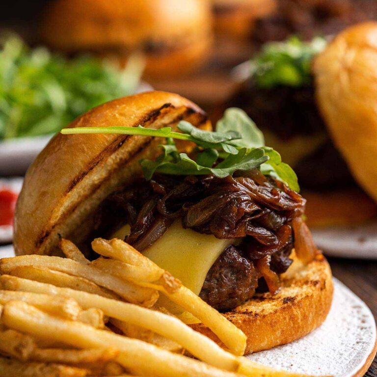 caramelized onion burger recipe featured image