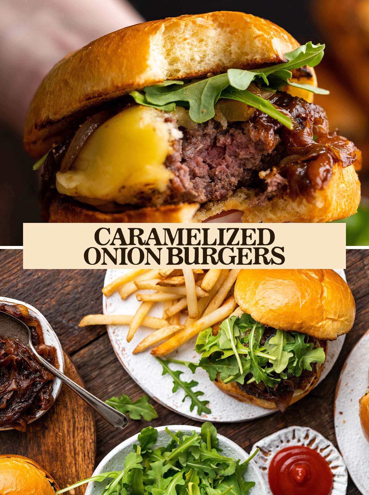 caramelized onion burger recipe pin