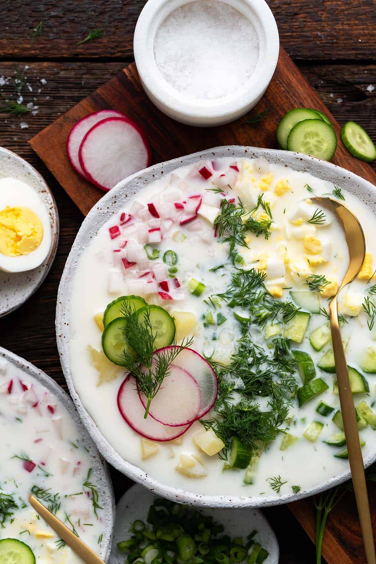 cold russian soup with radishes and kefir