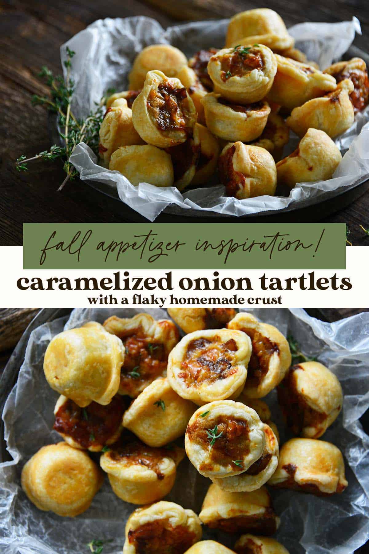 caramelized onion tartlets pin