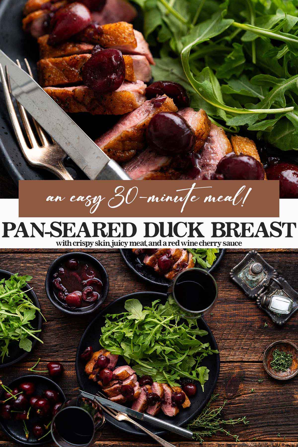 pan seared duck breast with cherry sauce recipe pin