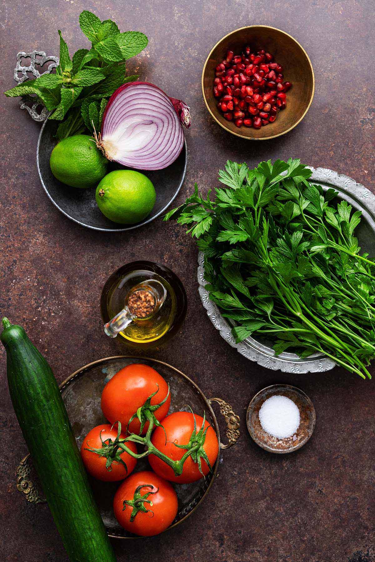 Persian Shirazi Salad ingredients