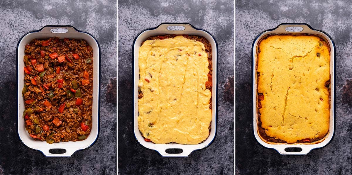 how to make sloppy joe casserole topped with cornbread