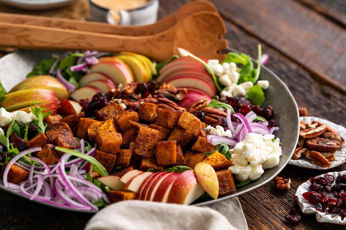 roasted sweet potato salad recipe with apples and pecans