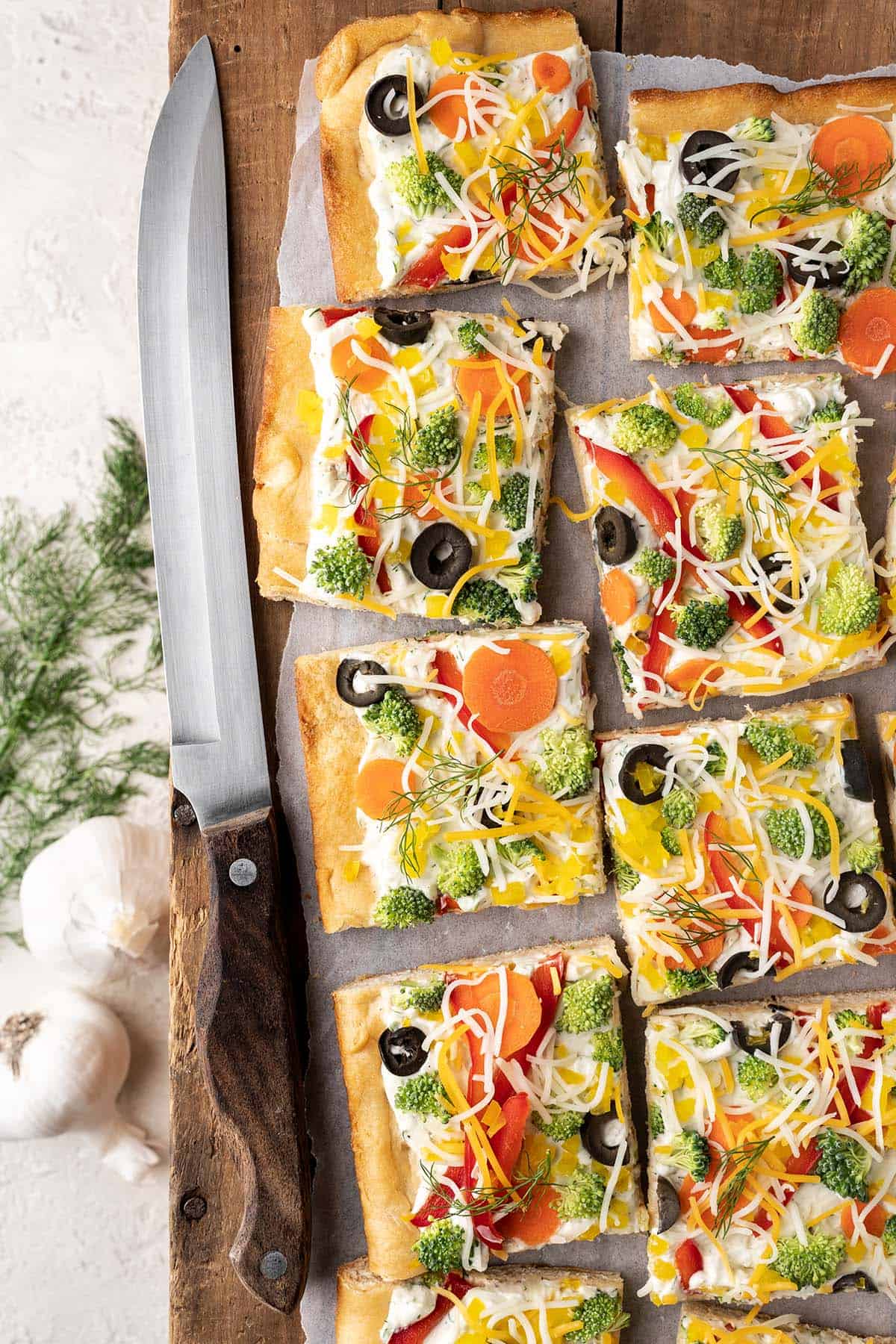 easy crescent roll veggie pizza recipe with homemade ranch