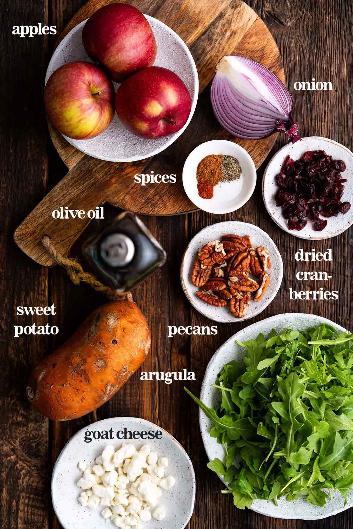 fall harvest sweet potato salad recipe ingredients with titles