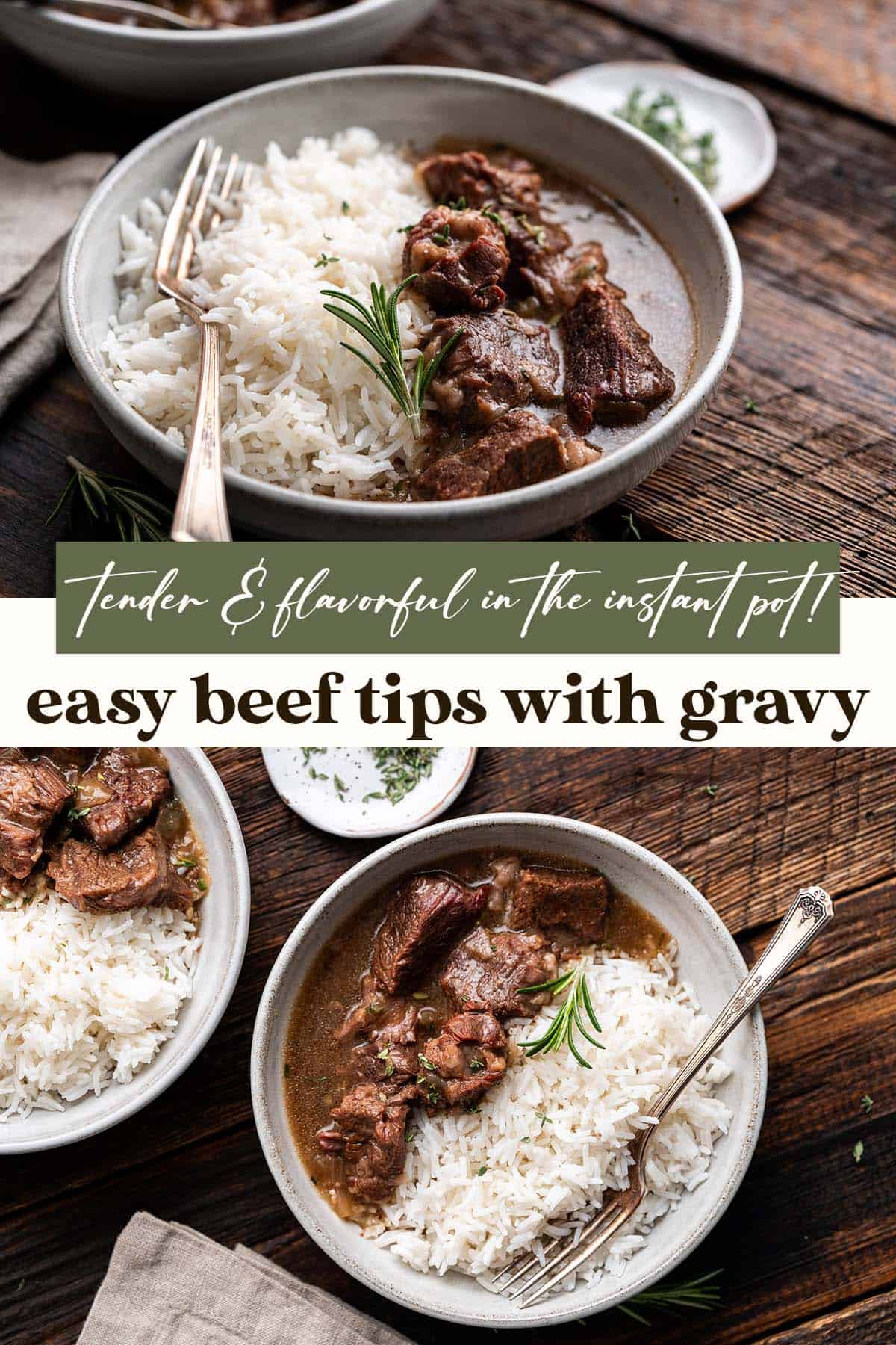 beef tips and gravy recipe pin