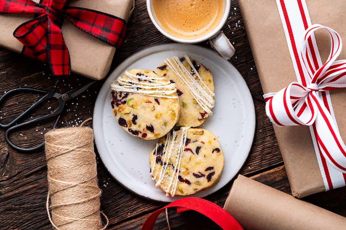 festive shortbread with sprinkles