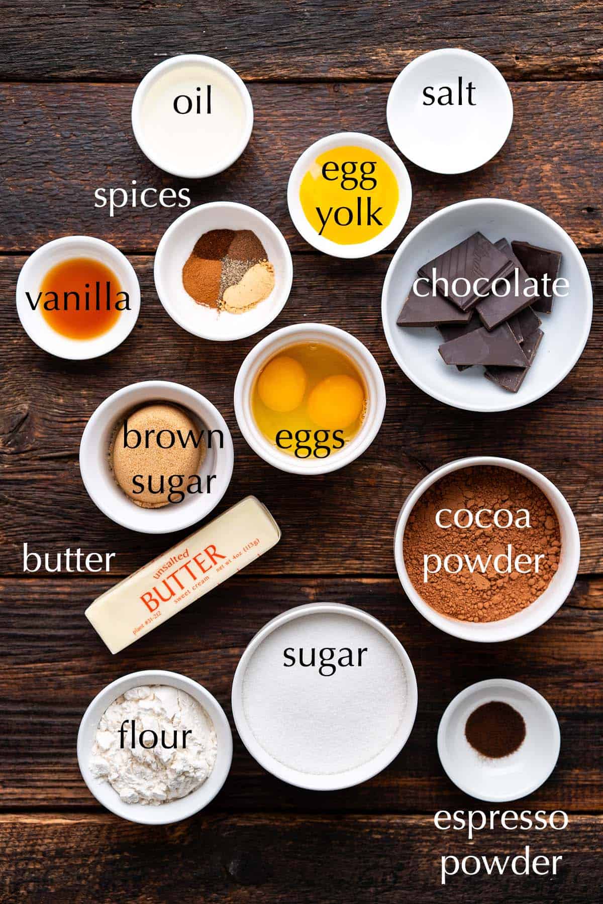 gingerbread brownies ingredients with titles