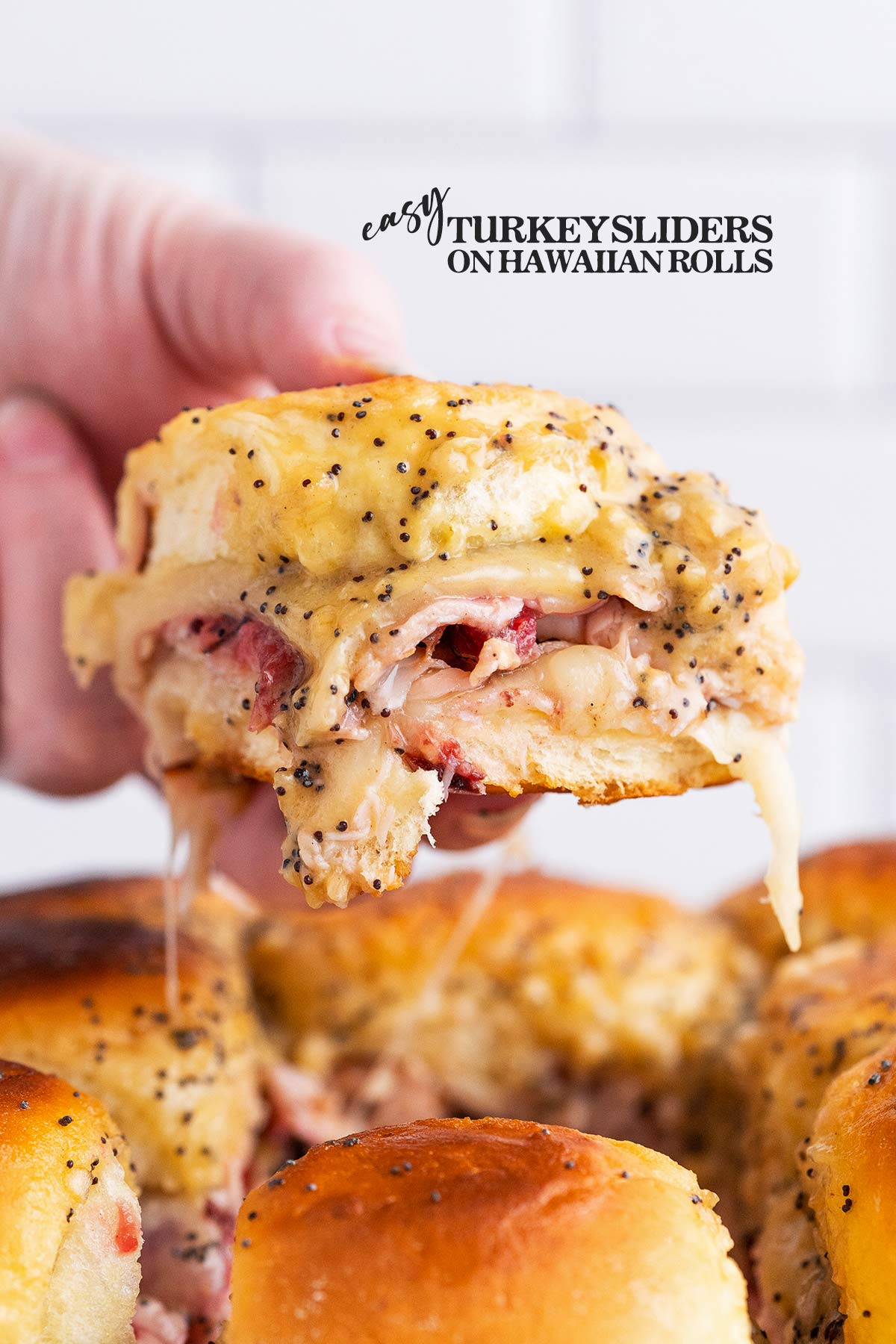 Hawaiian roll turkey and cheese sliders recipe pin