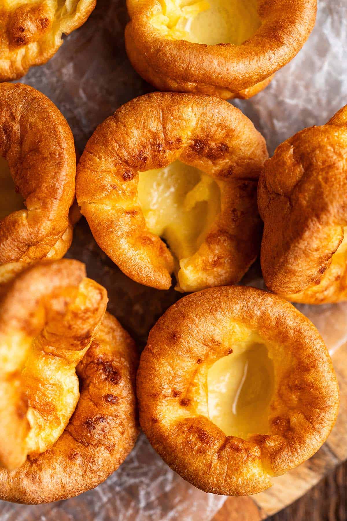 close up overhead view of easy yorkshire pudding recipe