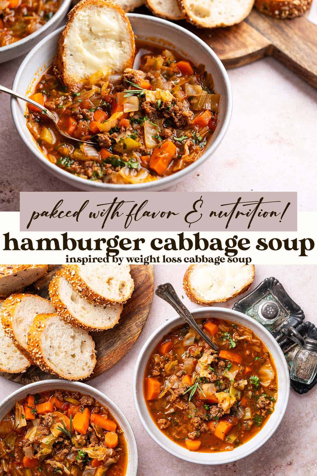 easy hamburger cabbage soup recipe pin