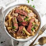 Creamy Steak Pasta with Mushrooms and Whiskey Sauce