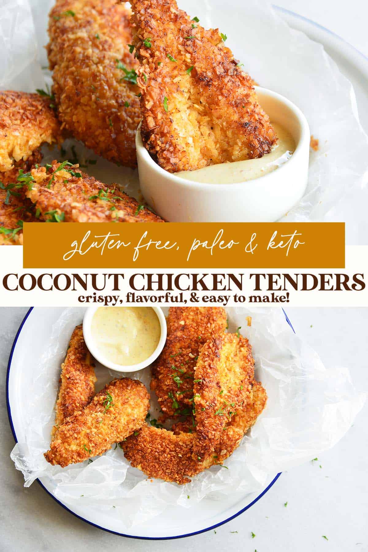 coconut chicken tenders recipe pin