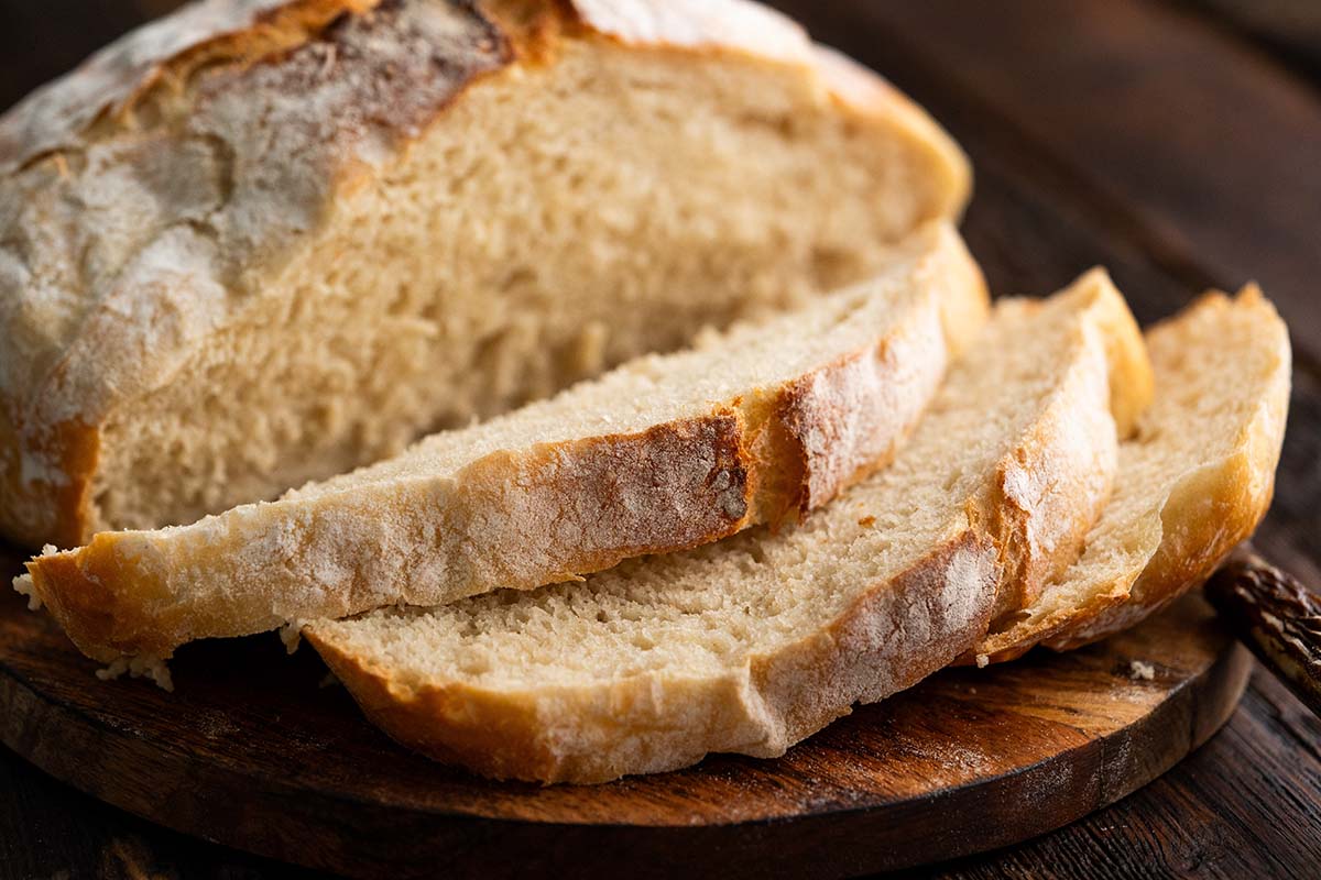 loaf of sliced homemade chewy bread