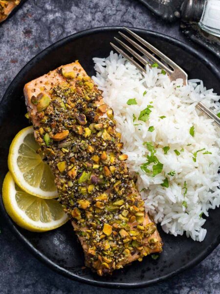 pistachio crusted salmon recipe featured image