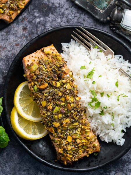 pistachio crusted salmon recipe featured image