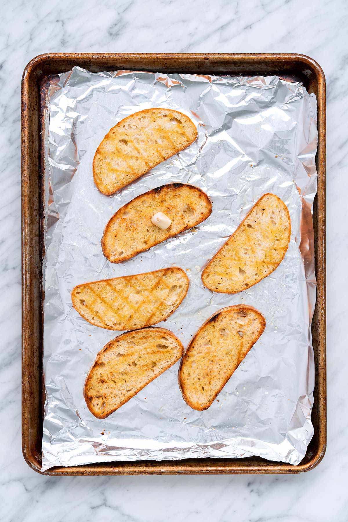making garlic toast
