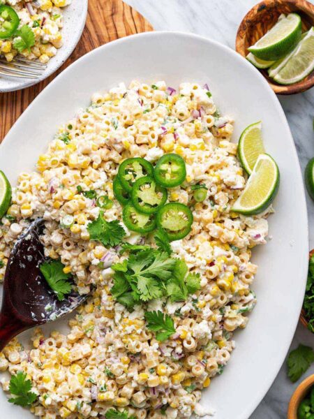 mexican street corn pasta salad recipe pin