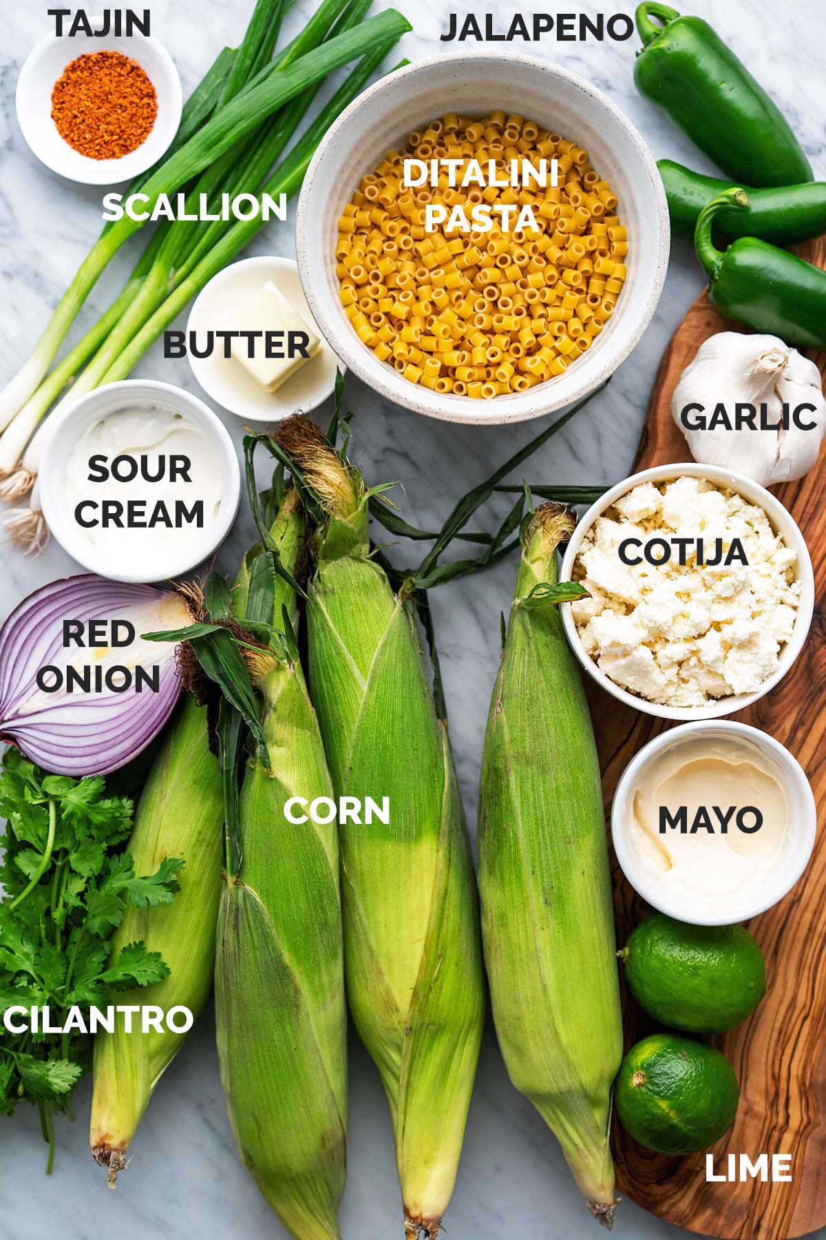 elote street corn pasta salad ingredients