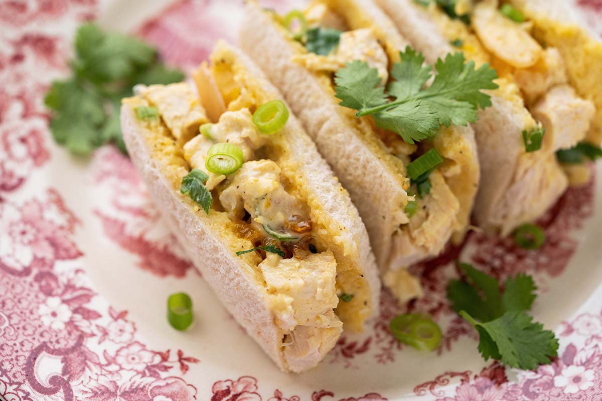 the best curried chicken salad sandwiches with mango chutney