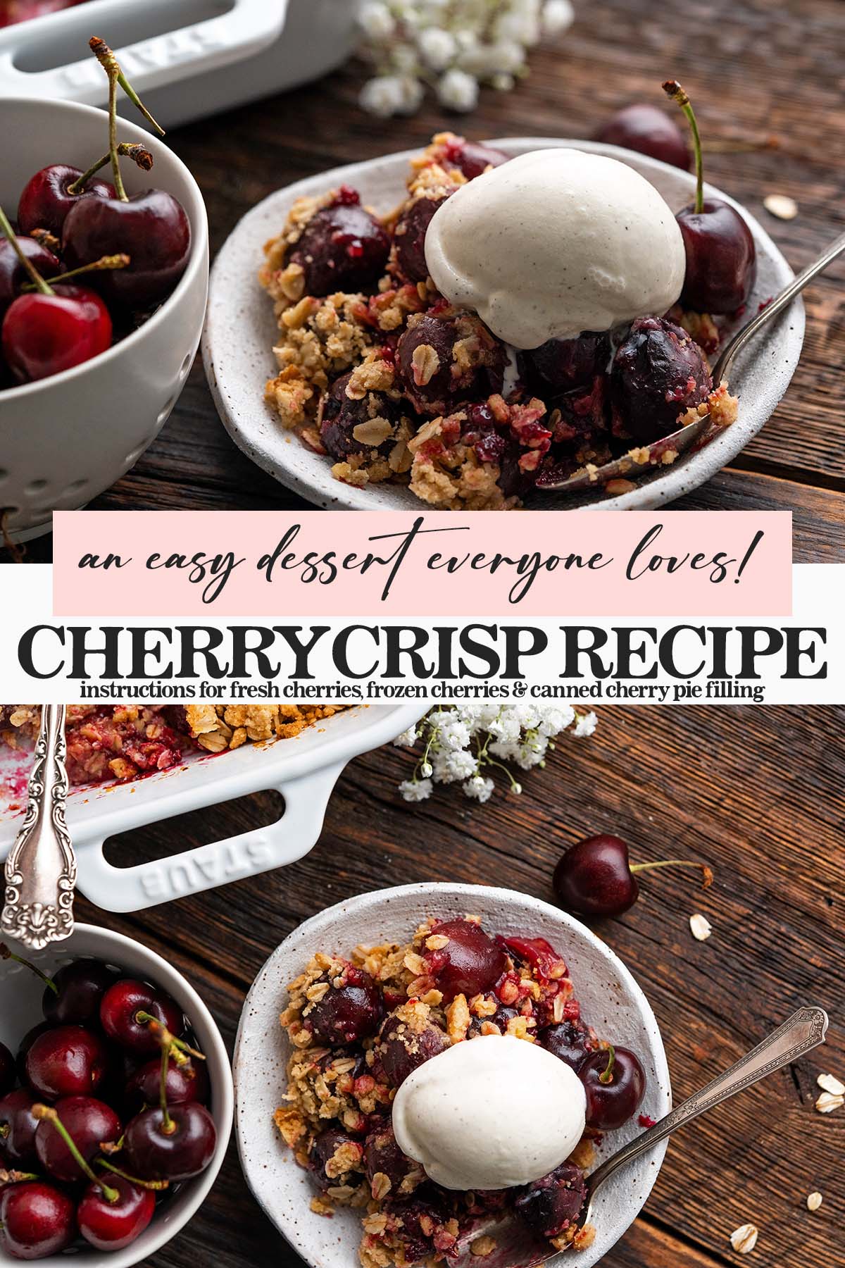cherry crisp recipe pin